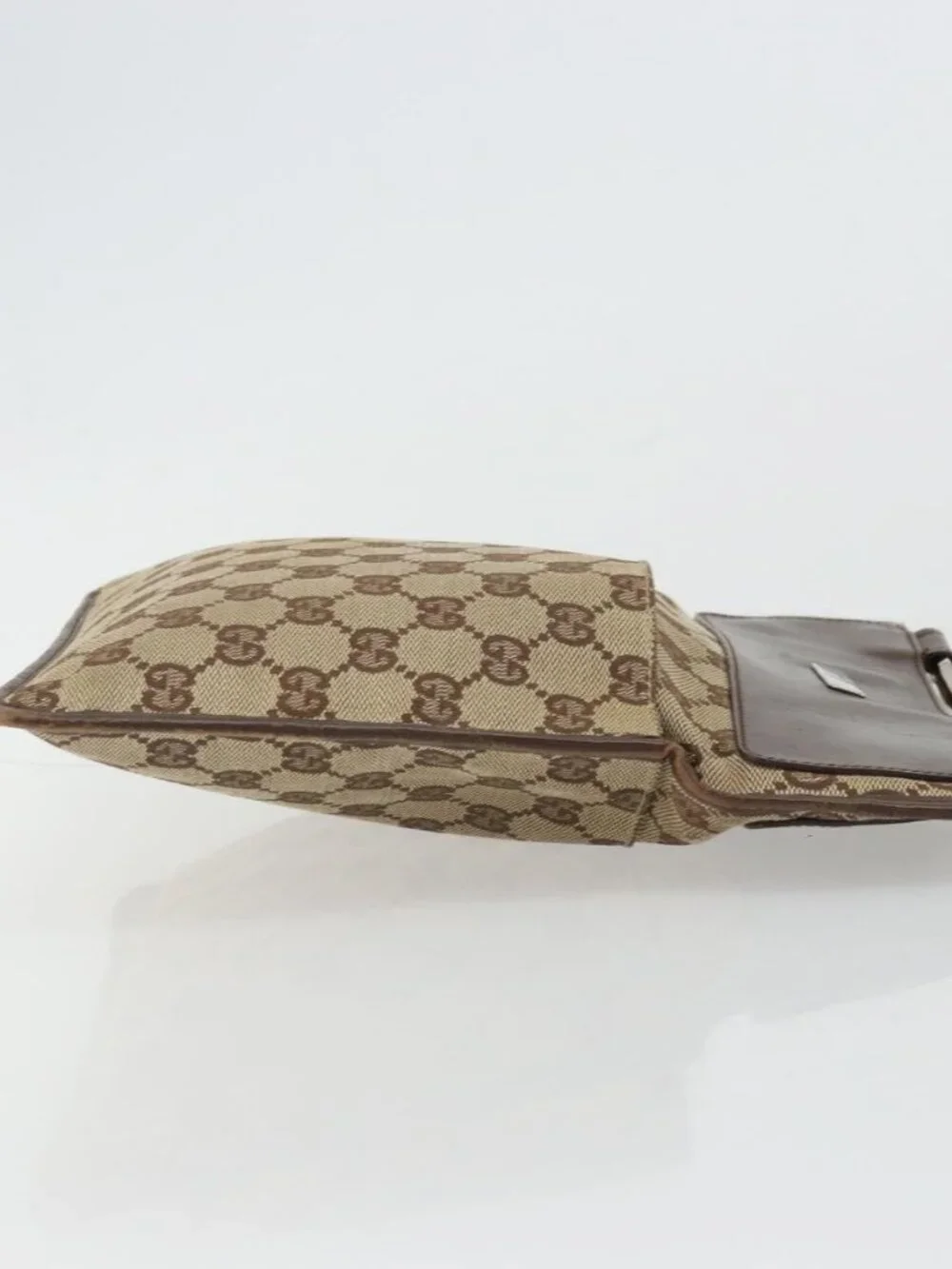 GUCCI GG Canvas Shoulder Bag Beige Silver 27639 Auth 175360